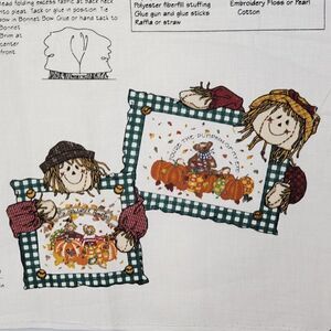 Vintage Daisy Kingdom Harvest Pillow Pals Autumn Scarecrow Teddy Bear Brown Gree